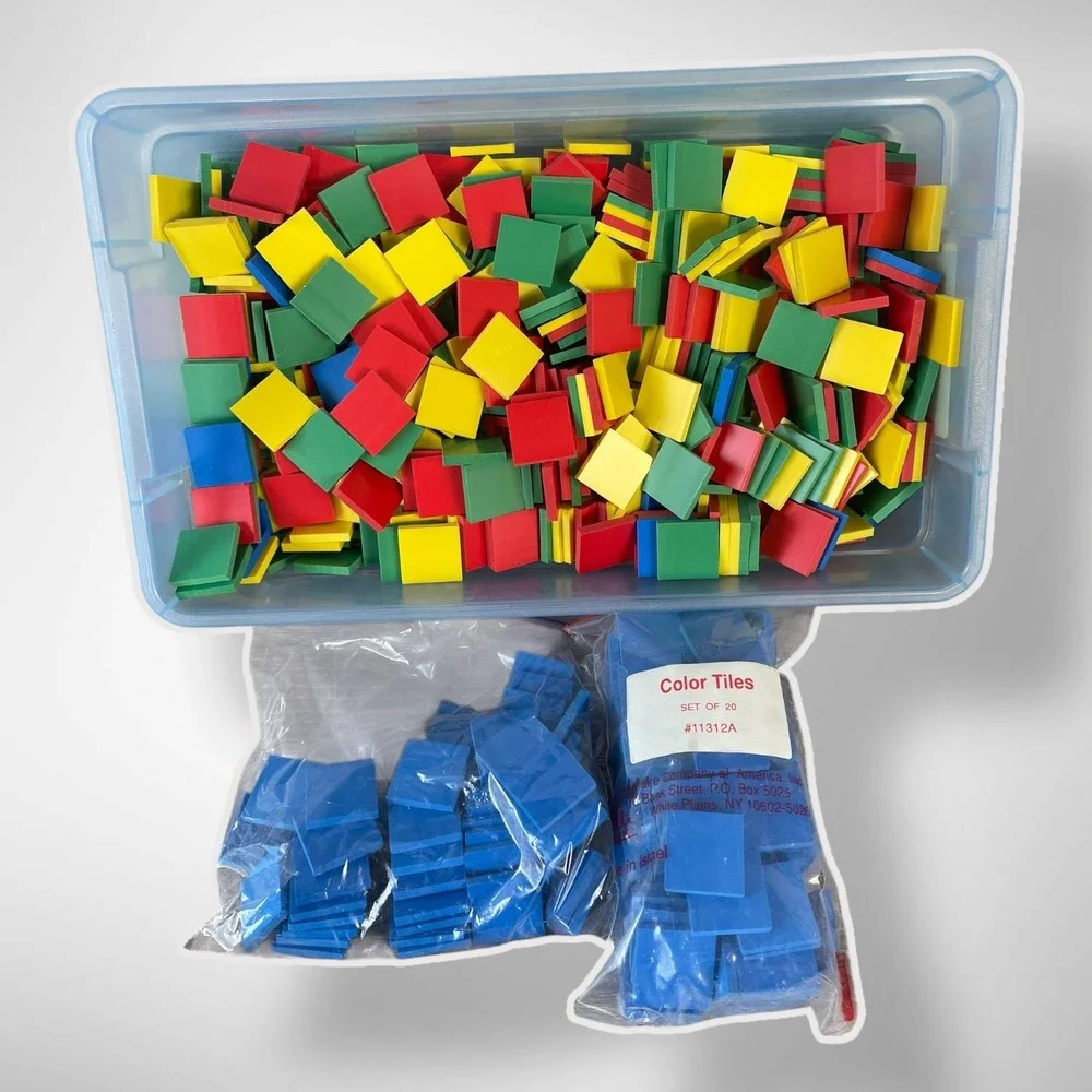 Vintage Harcourt Brace Math Manipulatives Attrilinks Color Tiles Learning Kit